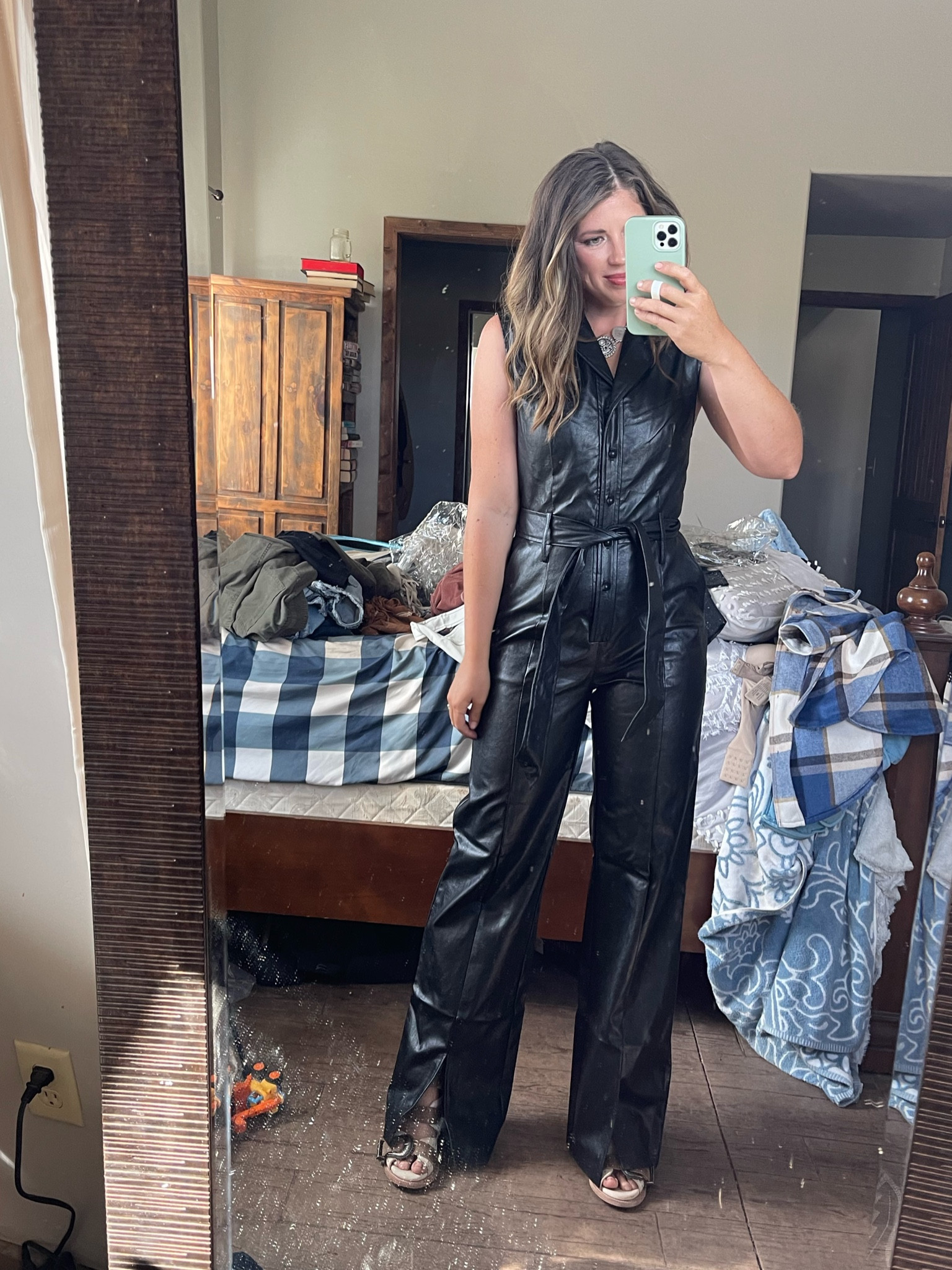 Jumpsuit fits true to size. Might be short in the torso for people with longer torsos. 

Forever 21, leather jumpsuit, date night, girls night out 

#LTKsalealert #LTKSeasonal #LTKunder50