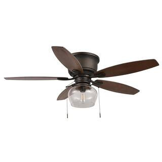 Stoneridge 52 in. LED Indoor/Outdoor Bronze Hugger Ceiling Fan with Light Kit | The Home Depot