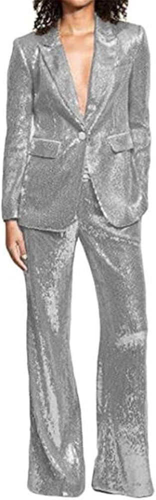 Sequins Women Suits Set Blazer Ladies Wedding Tuxedos Party Wear Suits | Amazon (US)