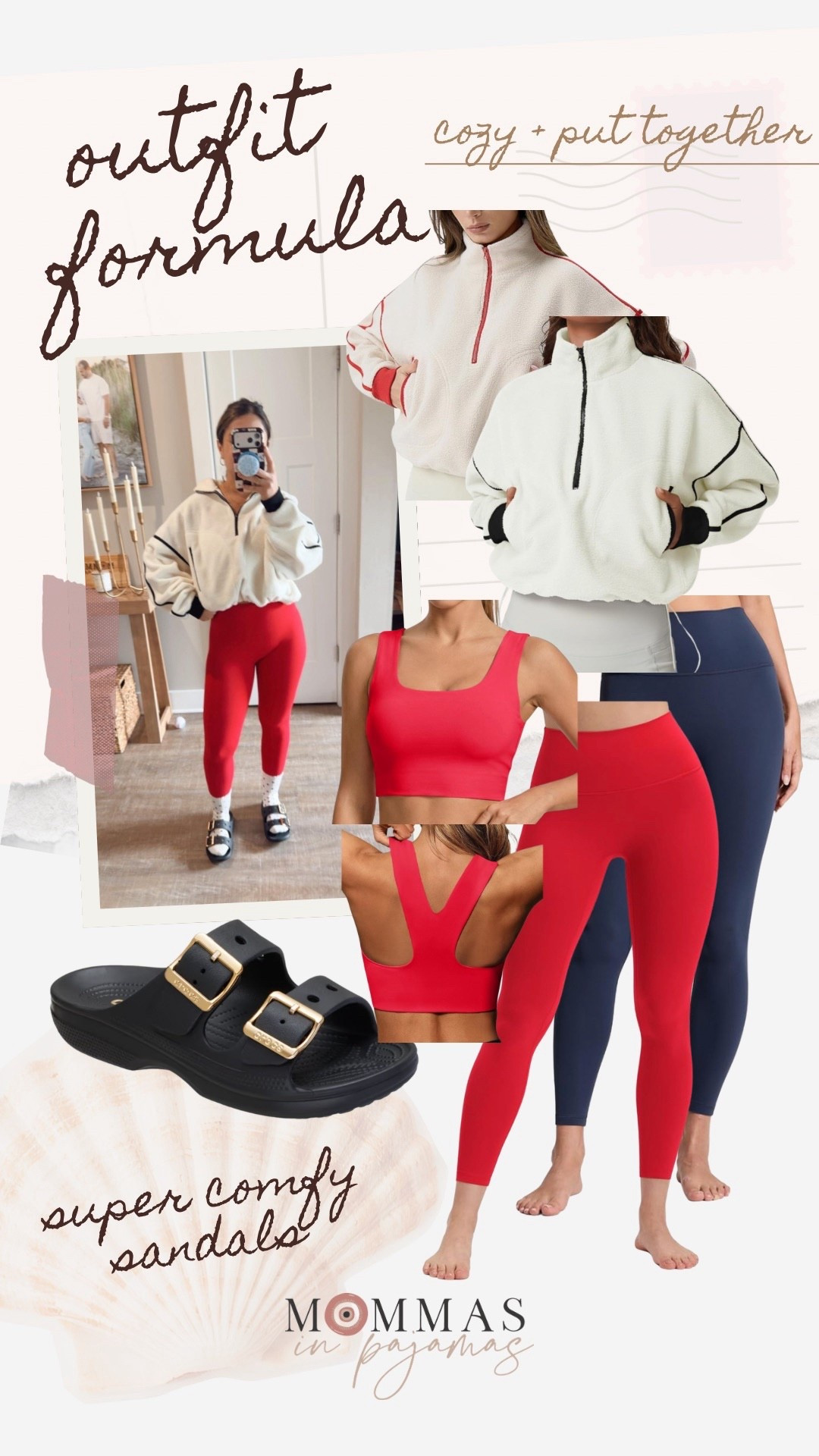 I love this cute and cozy outfit from Amazon. These leggings are so comfy and this matching sports bra is full bust friendly and keeps the girls in place. These crocs are so dang cute and comfy, I love the gold buckle accents. 
Comfy outfit inspo, casual mom outfit inspo 

#LTKPetite #LTKMidsize #LTKmomlife