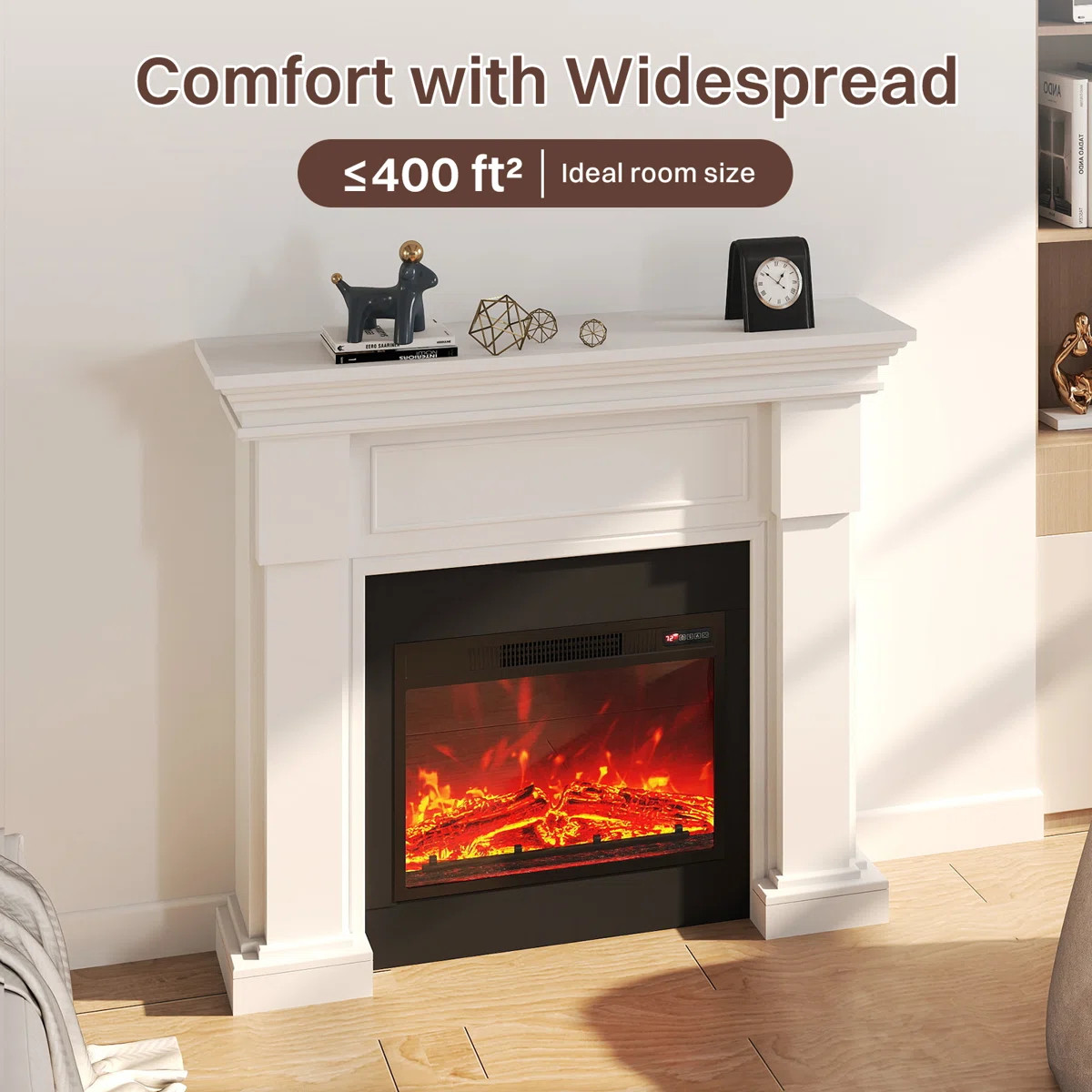 Electric Fireplace with Mantel, Electric Fireplace Insert, With Timer, Remote Control, Adjustable... | Wayfair North America