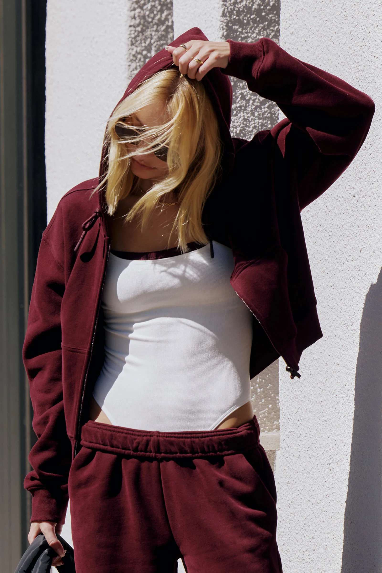 MADESOFT\u2122 Fleece Zip Up Hoodie Dark Cherry | Ardene Canada | Ardene US