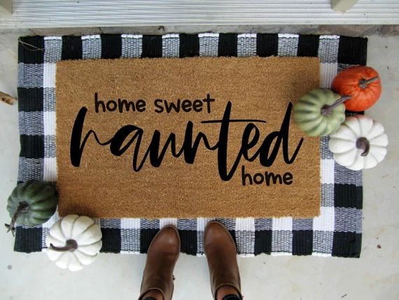 Home sweet haunted home doormat fall doormat personalized | Etsy | Etsy (US)