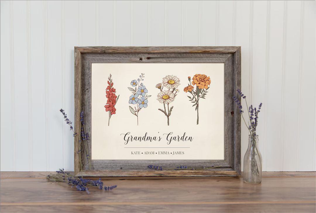 Birth Flower Personalized Gift | Personalized Garden Print | Mothers Day Gift | Personalized Gift... | Etsy (US)