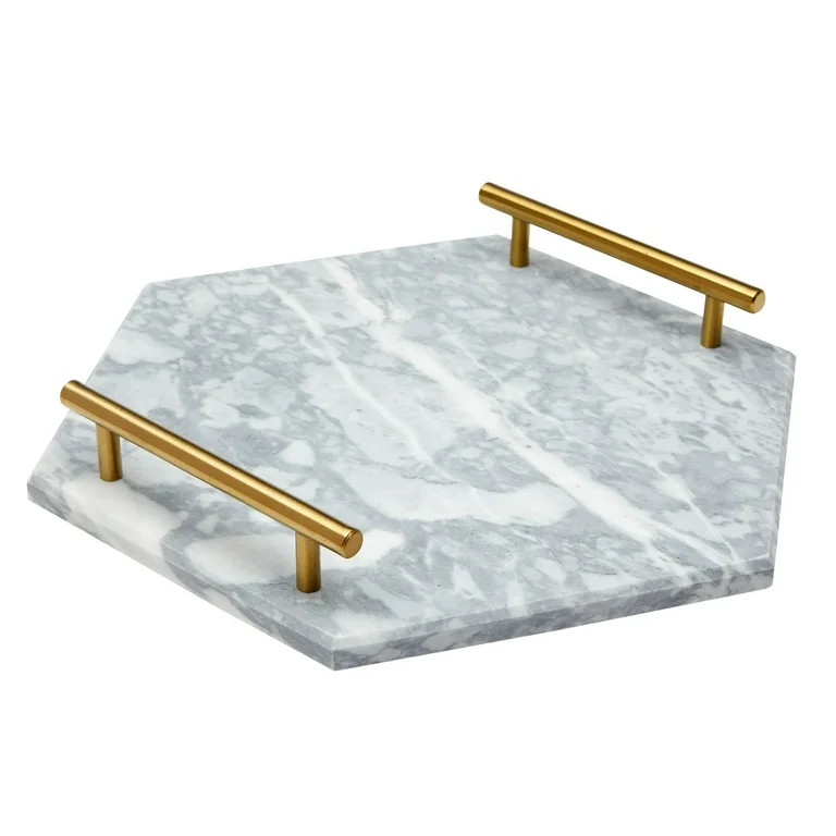 Hexagon Marble Serving Tray, Jewelry Trinket Tray, Perfume Tray, Bathroom Toilet Vanity Tray with... | Walmart (US)