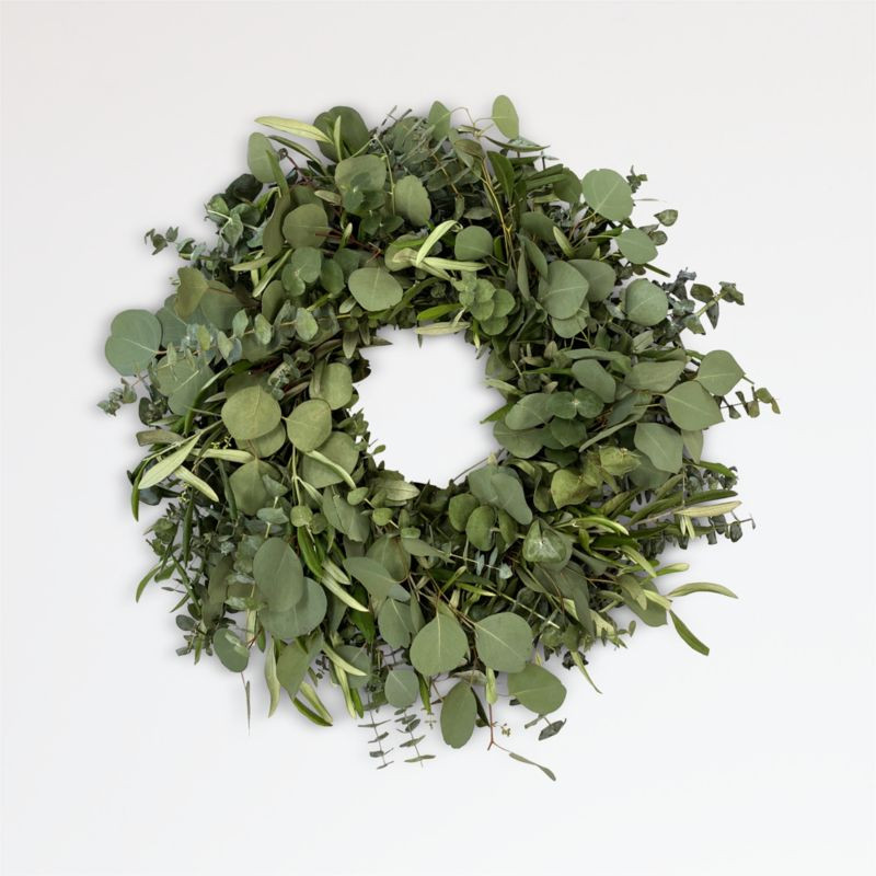 Live Eucalyptus & Olive Wreath 20" + Reviews | Crate and Barrel | Crate & Barrel