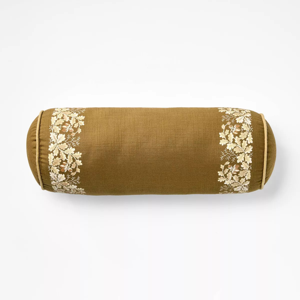Olive Leaf Embroidered Bolster with Piping - 7 x 18" - Threshold designed with Studio McGee | Target