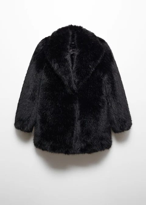 Lapels faux fur coat -  Women | Mango United Kingdom | MANGO (UK)