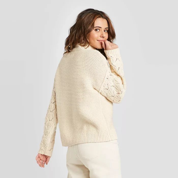 Women's Crewneck Detail Pullover Sweater - Universal Thread™ Cream | Target