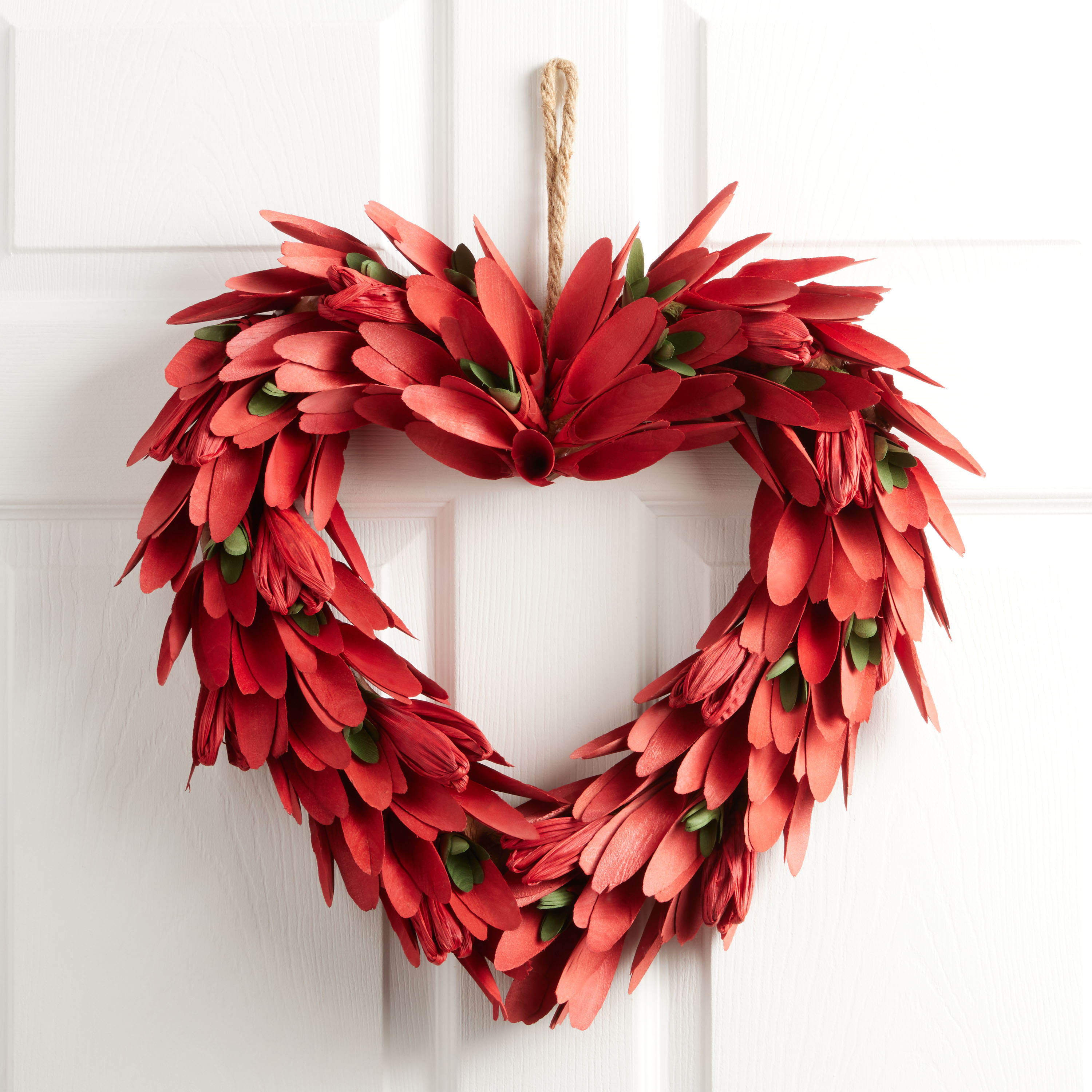 Red Heart Wood Curl Wreath | World Market