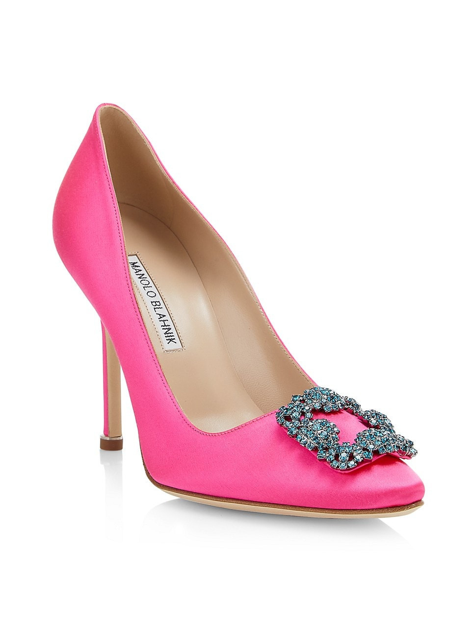 Hangisi 105MM Crystal Buckle Satin Pumps | Saks Fifth Avenue