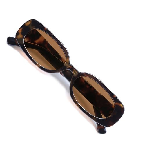 VANLINKER Retro Rectangle Polarized Sunglasses for Women Trendy Small 90s Style Vintage Narrow Rectangular Frame VL9848, Tortoiseshell/Brown | Amazon (US)