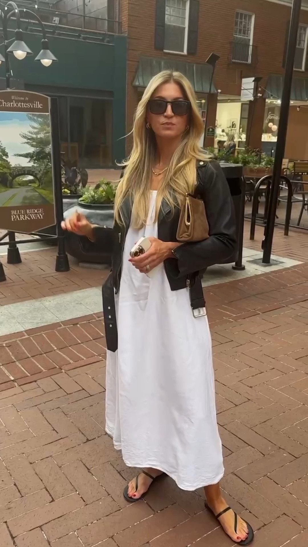 Linen and leather date night. 
White linen dress: sold out but linked similar 
Black leather jacket: runs very small, wearing a US 8
Black sandals: run a full size small, size up 
Suede bag is vintage but I linked similar ones I love! 

#LTKgrwm #LTKootd #LTKdayinmylife