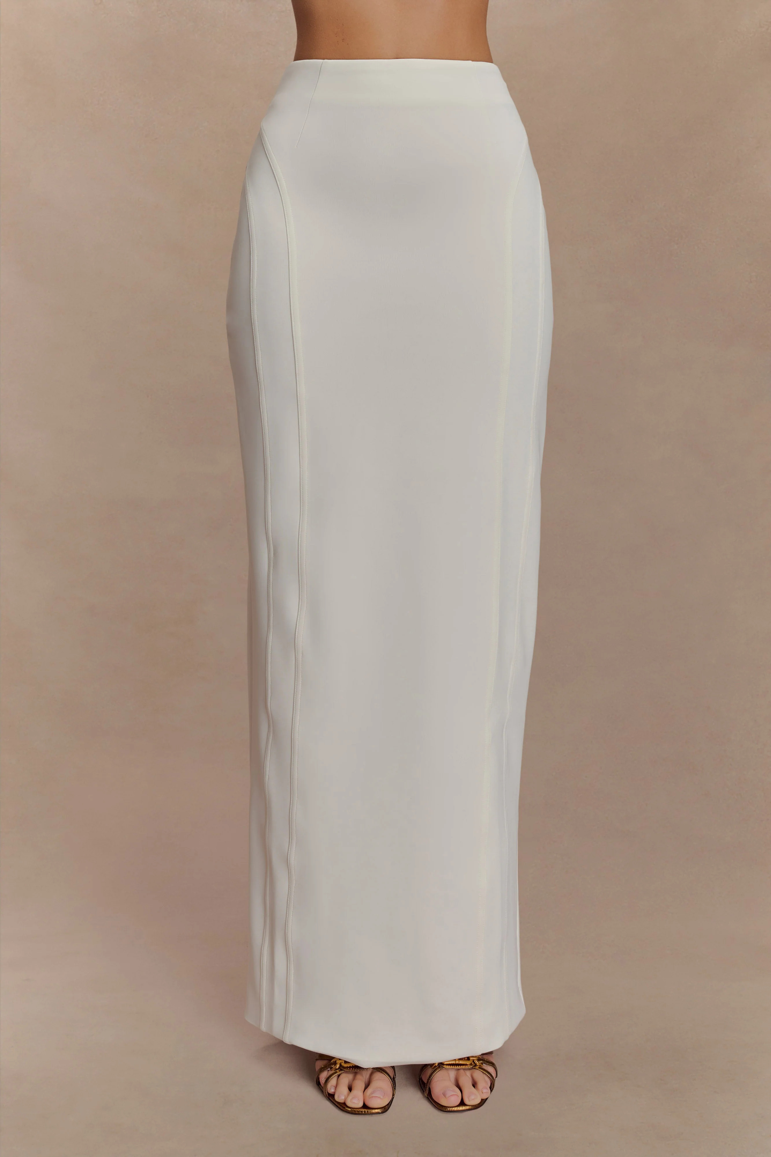 Alma High Waist Maxi Skirt - White | Meshki UK