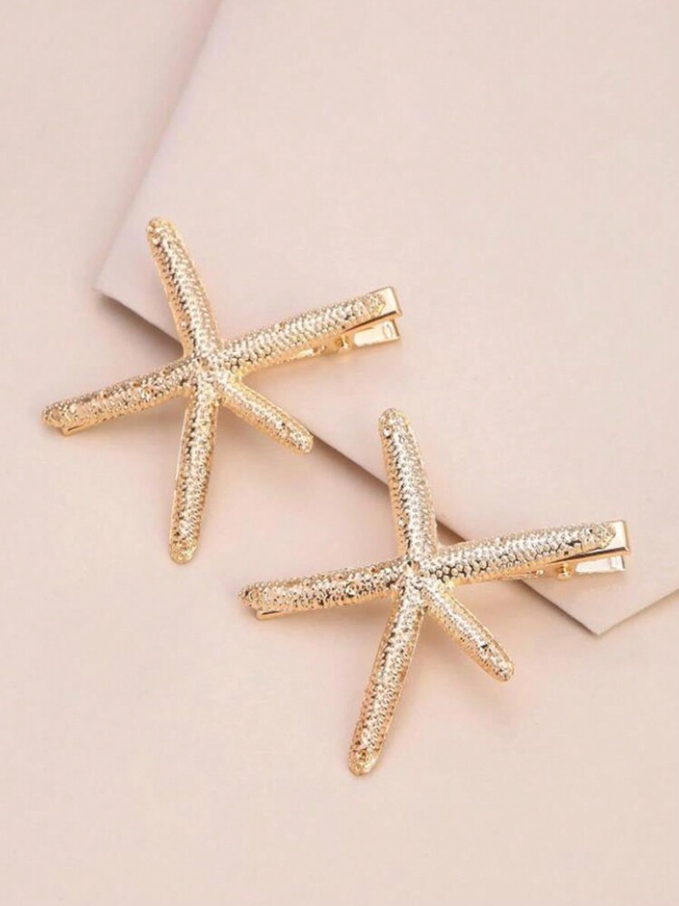2pcs Starfish Decor Alligator Hair Clip Claw Clips Hair Claws Hair Barrettes, School Stuff | SHEIN