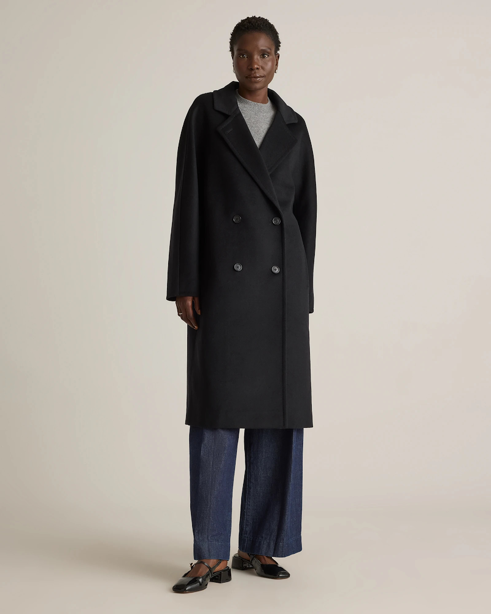 Italian Wool Double-Breasted Slouch Coat | Quince