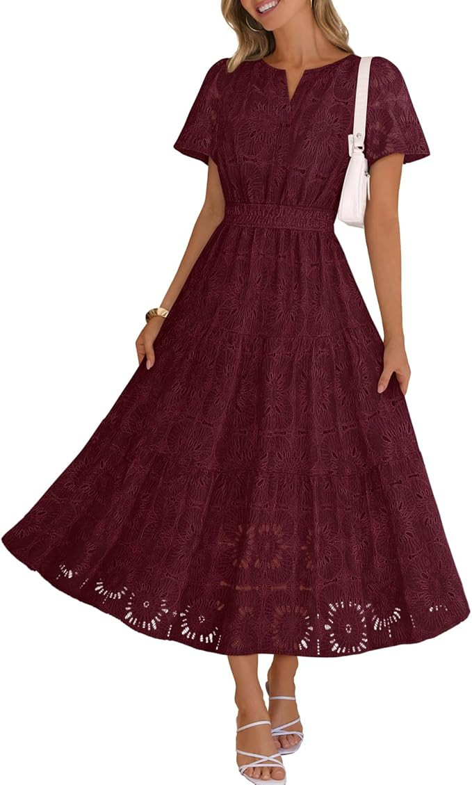 MEROKEETY Women's Summer Floral Eyelet Lace Maxi Dress 2026 | Amazon (US)