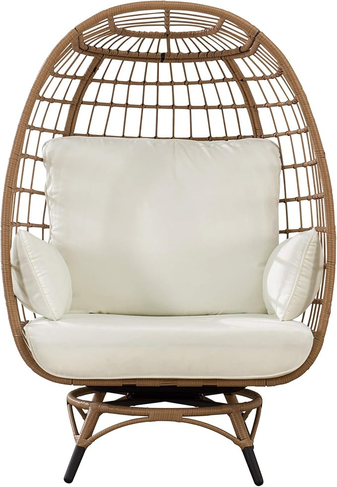 Sunjoy Simon Swivel Egg Cuddle Chair, Light Brown | Amazon (US)
