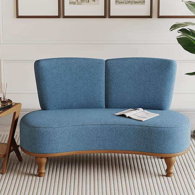 ALISH 49" Small Loveseat Sofa Settee Curved Sofa Couch Upholstered Dining Banquette Bench with Ba... | Amazon (US)