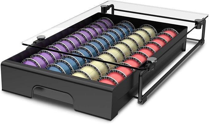EVERIE Crystal Tempered Glass Top Organizer Drawer Holder for Nespresso Vertuo Capsules, Holds 40... | Amazon (US)