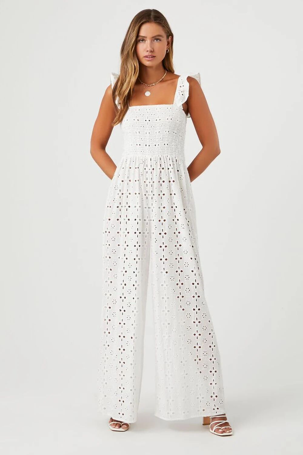 Eyelet Butterfly-Sleeve Jumpsuit | Forever 21 (US)
