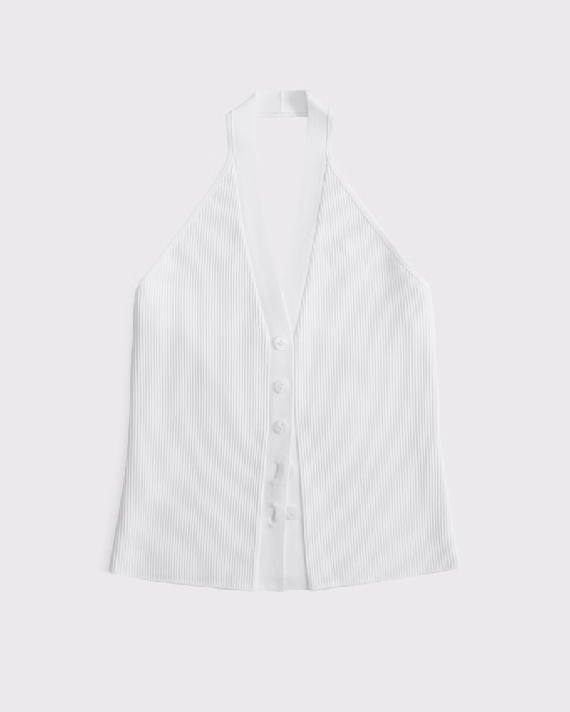 Abercrombie & Fitch Women's Ribbed Halter Sweater Vest in White - Size XXL | Abercrombie & Fitch (US)