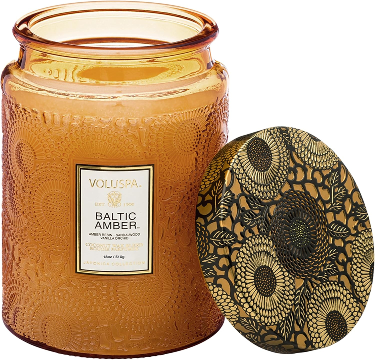 Voluspa Baltic Amber Candle | Large Glass Jar | 18 Oz | 100 Hour Burn Time | All Natural Wicks and Coconut Wax for Clean Burning | Vegan | Poured in the USA | Amazon (US)