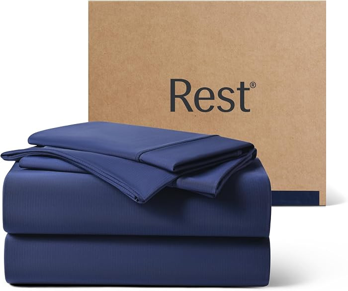 REST\u00ae Evercool\u00ae+ Cooling Sheet Set, King Size, Midnight Blue, Breathable Bed Sheets for... | Amazon (US)