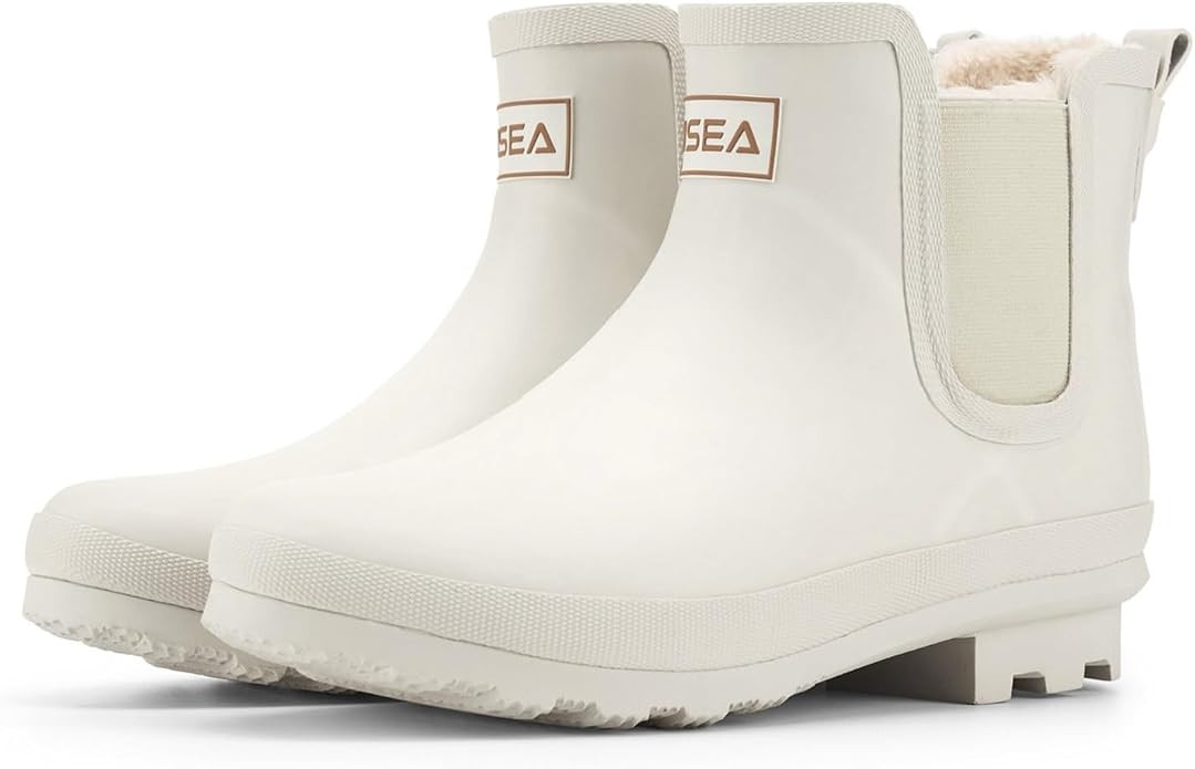 HISEA Women's Plush Rain Boots Waterproof, Rubber Chelsea Boots Women, Ankle Ladies Booties for W... | Amazon (US)