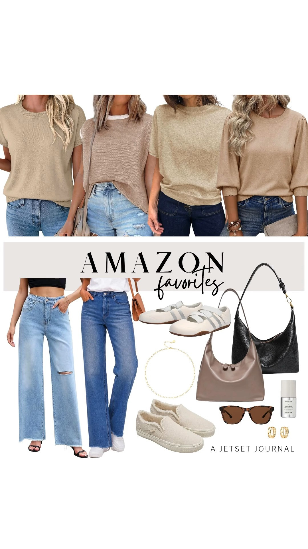 Look at this collection of Amazon Favorites this week! Everyone loves sweater tops like this Cicy Bell ¾-sleeve sweater and Saodimallsu crew-neck sweater top. This simple top from Totatuit is cute, too! You can pair these stylish tops with Allimy wide-leg jeans or Jyutia straight-leg jeans, then step into Vans or Tigeridea sneakers that you can also find in this collection. 

 #LTKSeasonal #LTKSaleAlert #LTKTravel