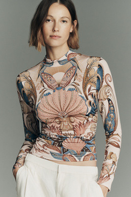 Farm Rio Sea Garden Long-Sleeve Top | Anthropologie (US)