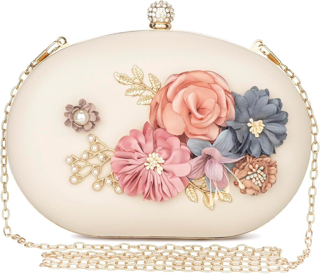 Women's Floral Clutch Evening Purse Flower Wedding Party Bag | Amazon (US)