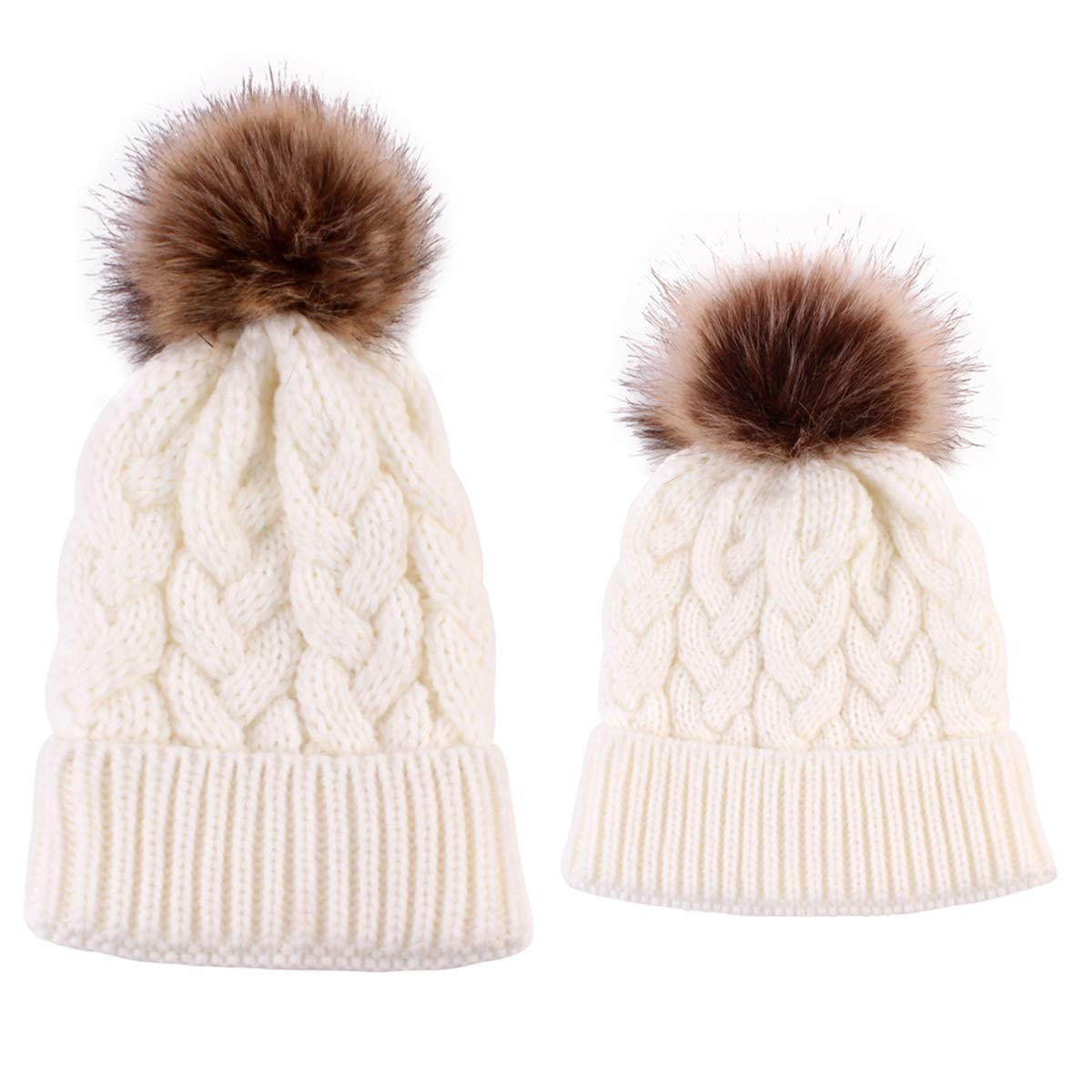 2PCS Mother&Baby Hat Parent-Child Hat Family Matching Cap Winter Warmer Knit Wool Beanie Ski Cap | Amazon (US)