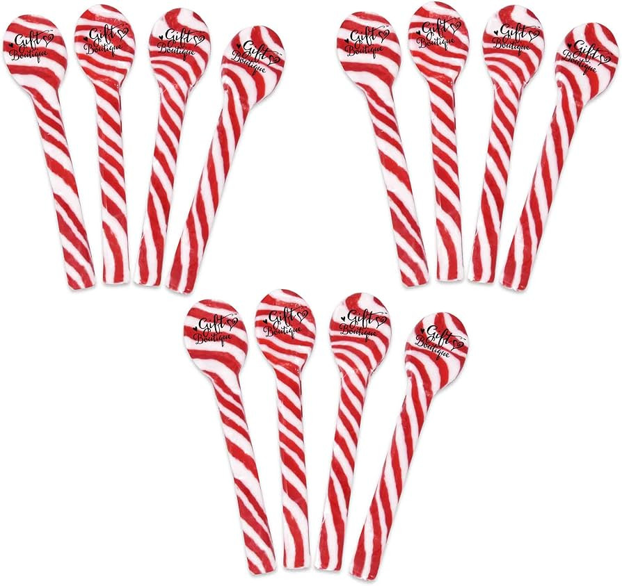 Gift Boutique Christmas Peppermint Candy Cane Spoons 12 Pack Edible Mint Candies Spoon Individual... | Amazon (US)