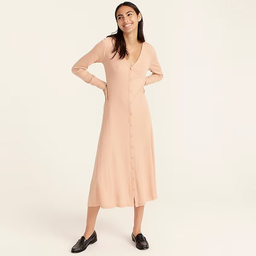 Ribbed button-front knit dress | J.Crew US