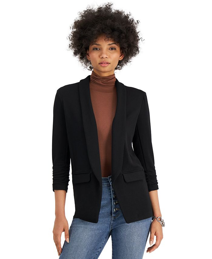 Bar III Solid Knit 3/4-Sleeve Boyfriend Blazer, Created for Macy's & Reviews - Jackets & Blazers ... | Macys (US)