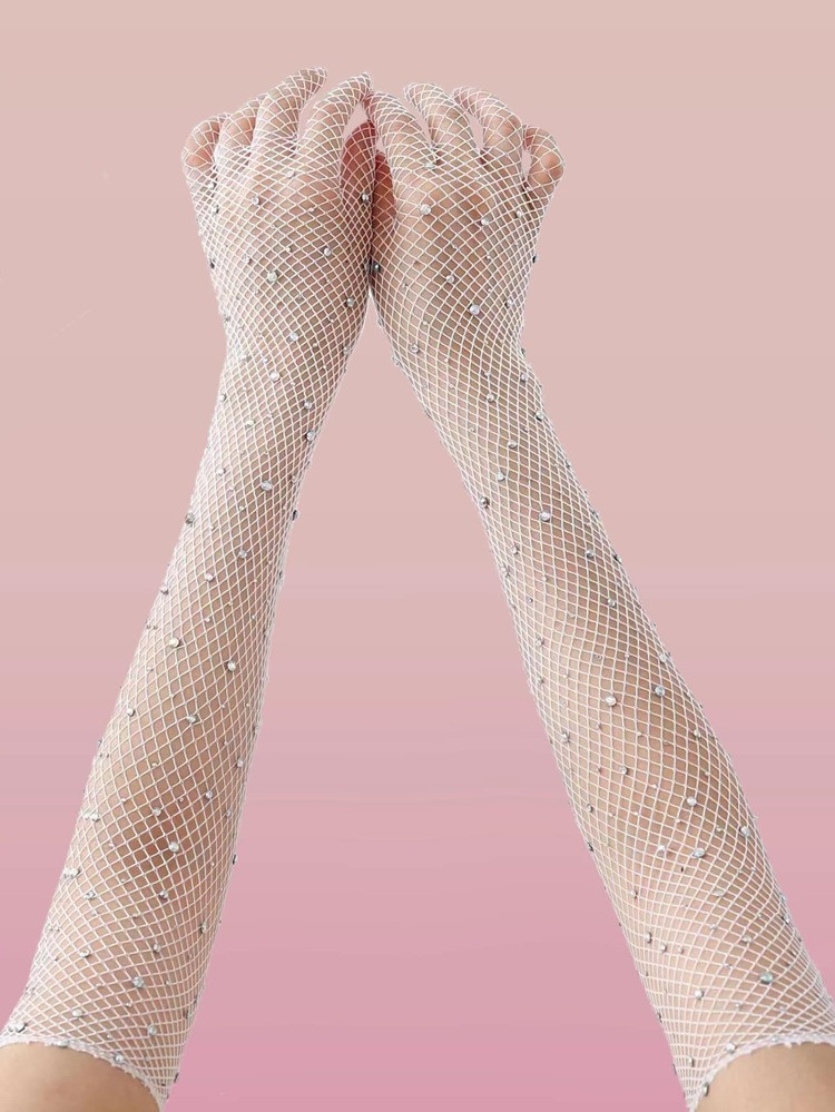 ROMWE Rhinestone Decor Fishnet Gloves | SHEIN