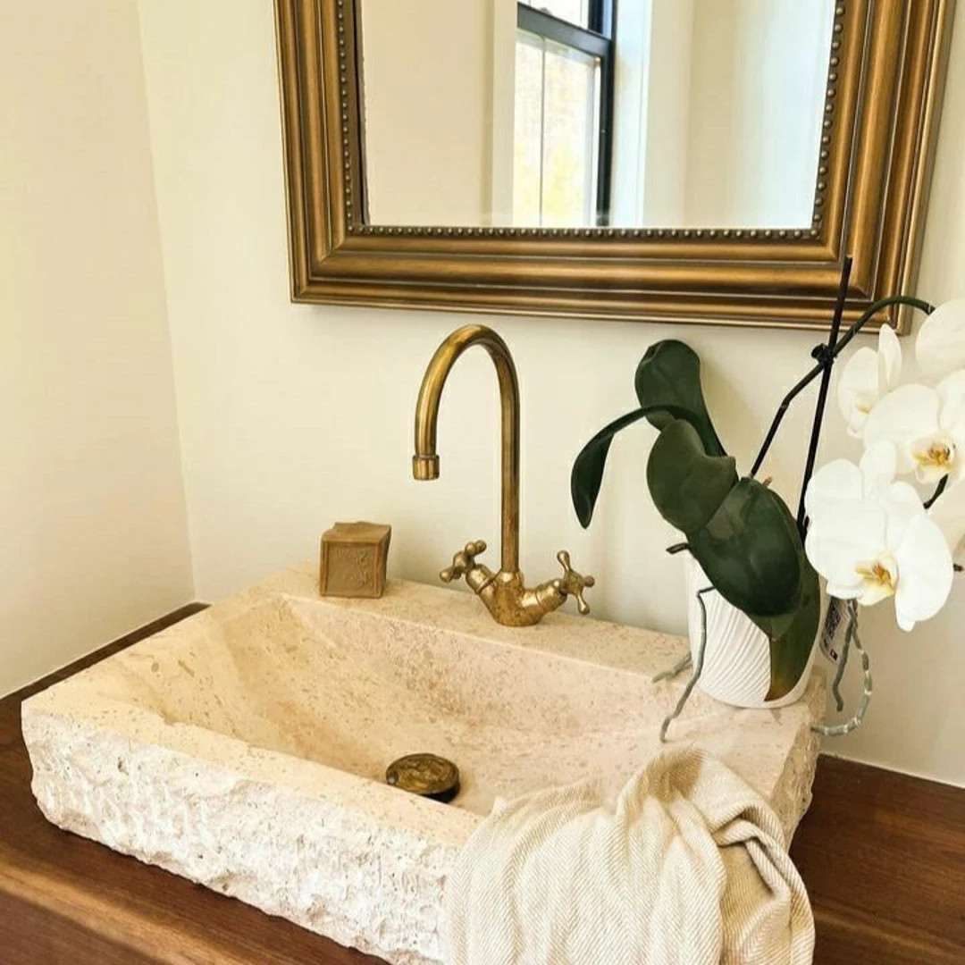 Gooseneck Bathroom Solid Brass Faucet, Unlacquered Brass  Single hole Faucet , Kitchen Faucet Bat... | Etsy (US)