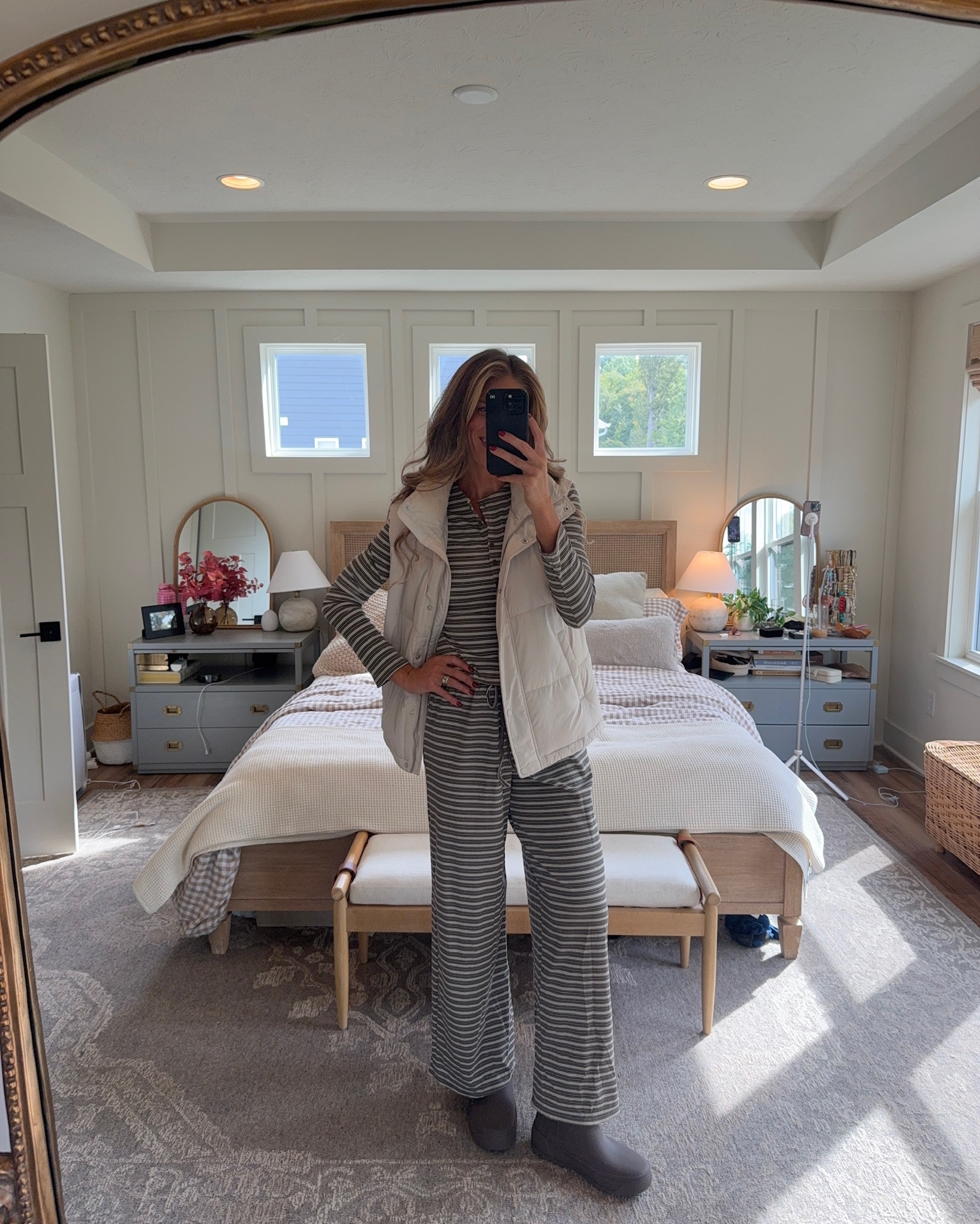 This striped matching set is SO comfy and adding the vest makes it instantly feel more put together. The perfect cozy but cute outfit!
Size: M

#LTKootd #LTKmomlife #LTKdayinmylife