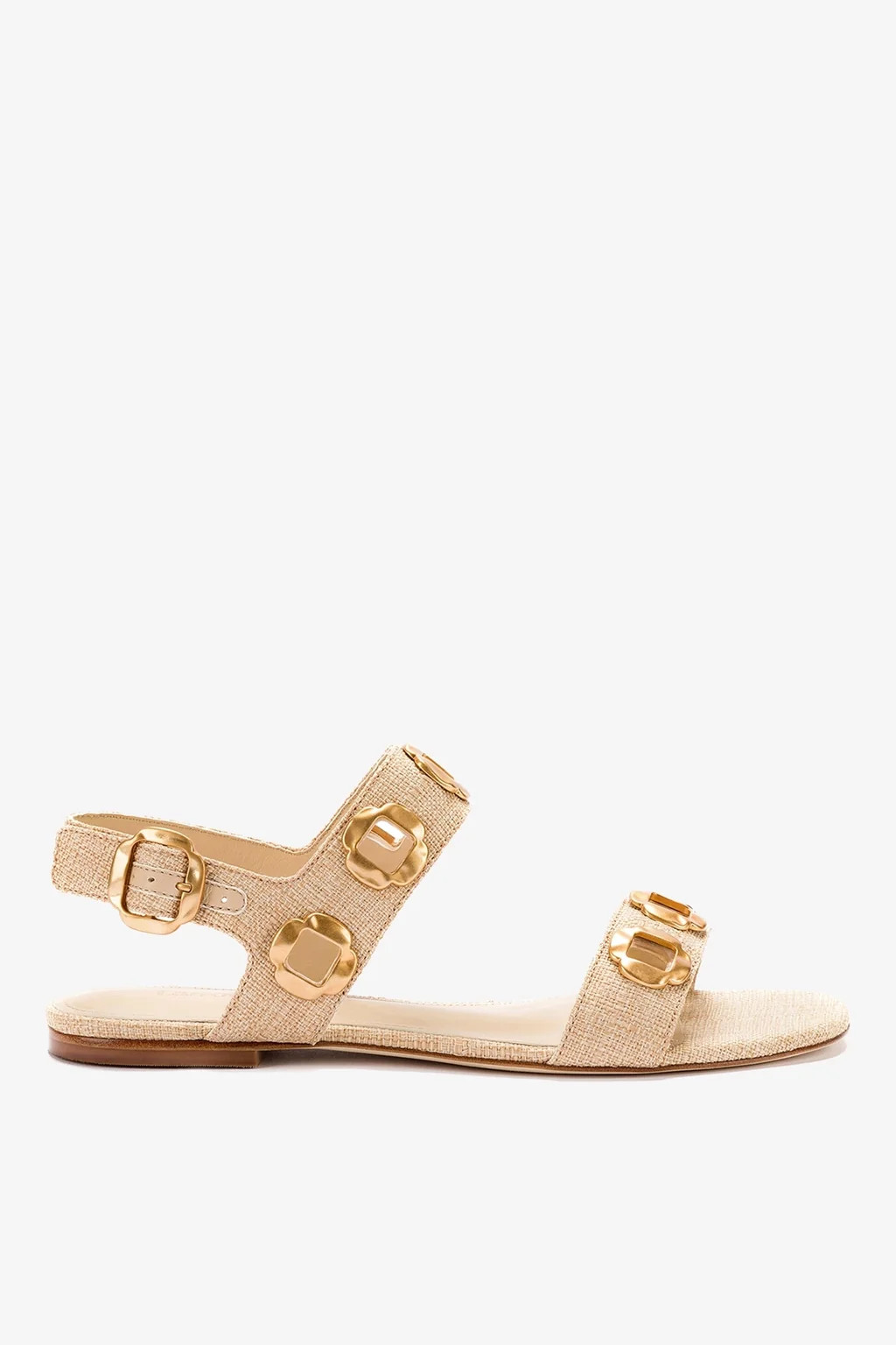 Milan Flat Sandal In Beige Raffia | Larroude