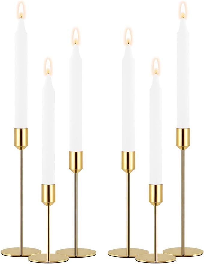 Rozrety Gold Candle Holder Candlestick Holders Set of 6 Taper Candle Holders, Decorative Metal Ca... | Amazon (US)