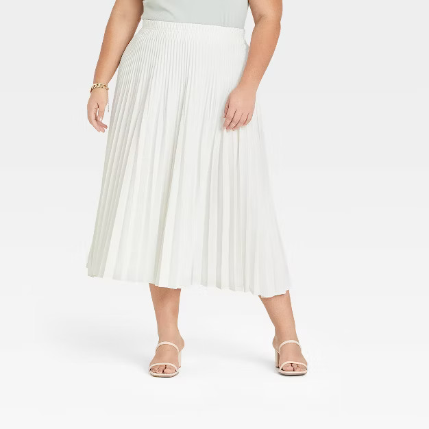 Women's High-Rise Midi Slip Pleated A-Line Skirt - A New Day™ | Target