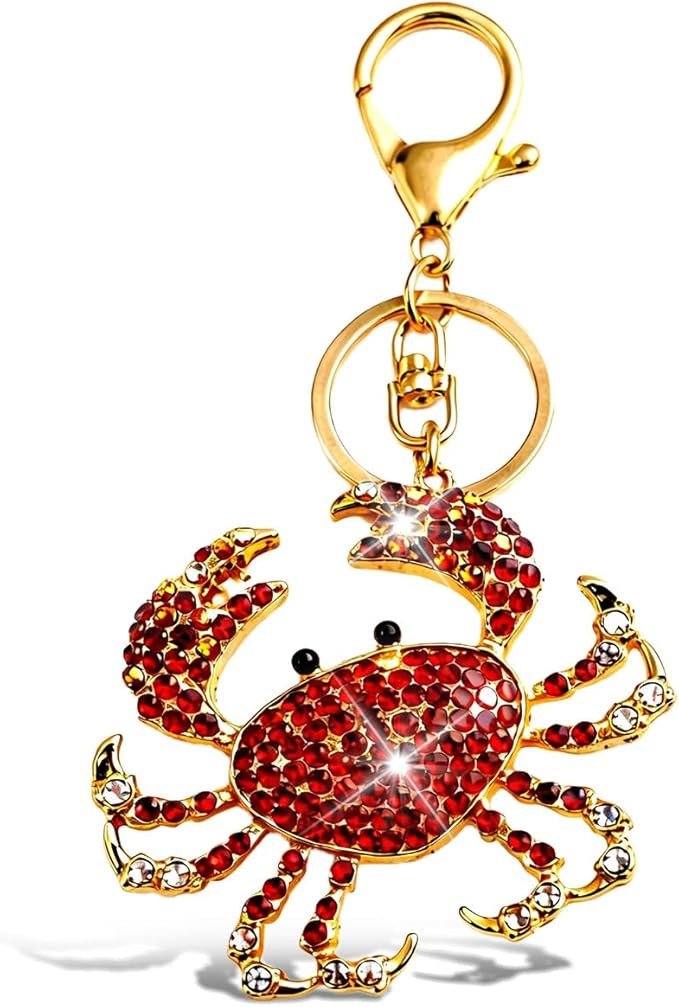 Crab Keychain Crab Gifts Sparkling Rhinestone Keychain Bag Purse Charms for Handbags Women's Keyr... | Amazon (US)
