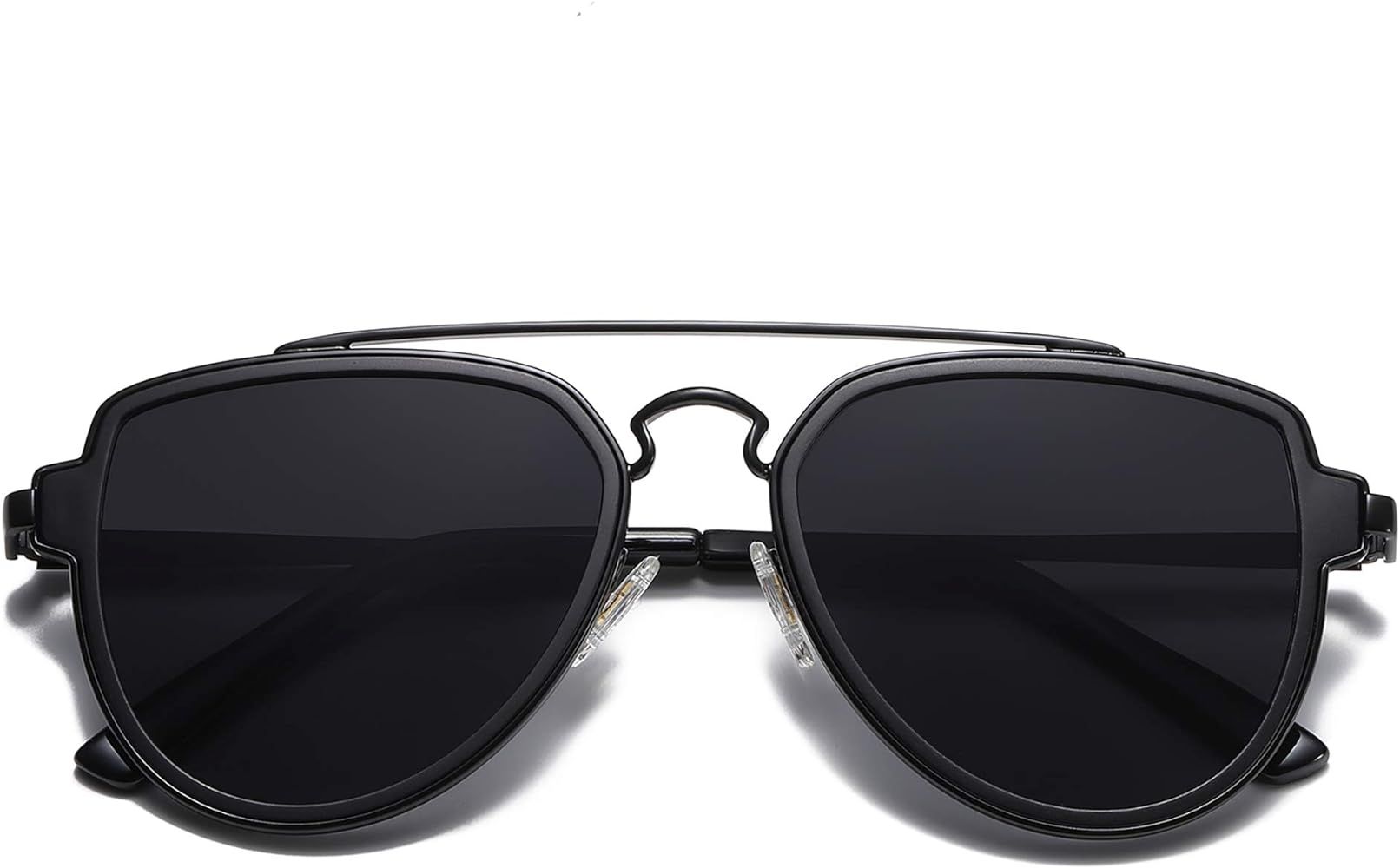 Amazon.com: SOJOS Retro Polarized Double Bridge Sunglasses for Men Women Mirrored Lens SJ1051 wit... | Amazon (US)