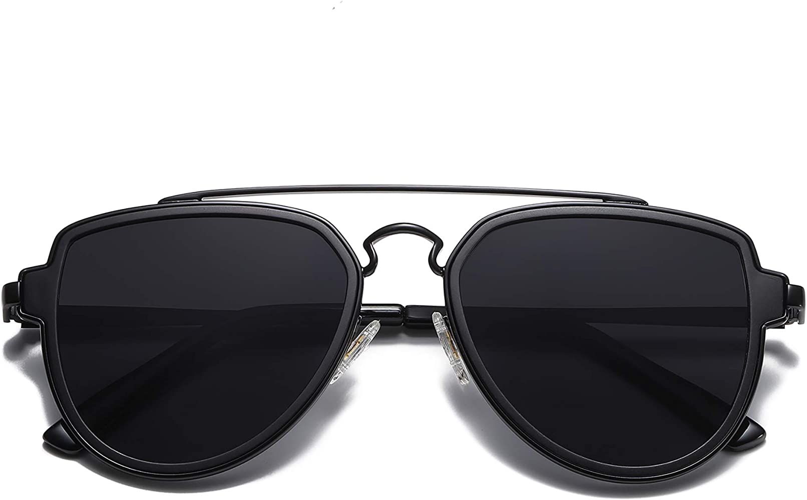 SOJOS Retro Polarized Double Bridge Sunglasses for Men Women Mirrored Lens SJ1051 | Amazon (US)