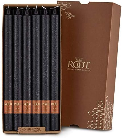 Root Candles Unscented Arista Timberline 12-Inch Dinner Candles, 12-Count, Black | Amazon (US)