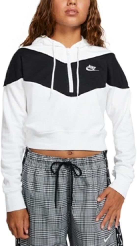 Nike Women's Sportswear Heritage Half-Zip Hoodie White | Amazon (US)