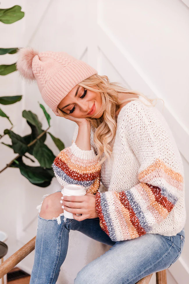 Into The Light Oatmeal Striped Sweater FINAL SALE | The Pink Lily Boutique