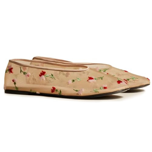 Mesh Ballet Flats for Women Round Toe Slip On Ballerina Mary Jane Shoes Tulle Comfortable Casual ... | Amazon (US)