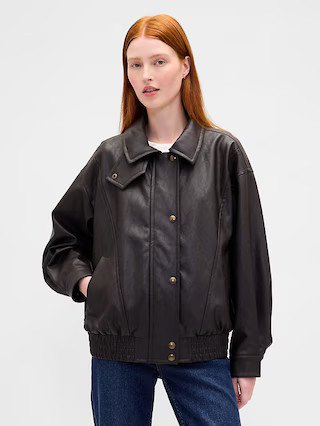 Oversized Vegan Leather Jacket | Gap (US)
